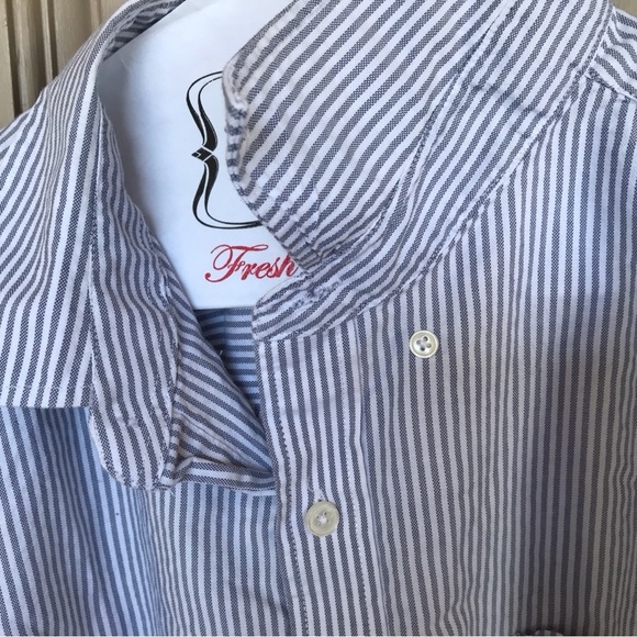 Mens Dress Shirt Pinstripe Blue SzXL Collar/Cuffs - Picture 6 of 6